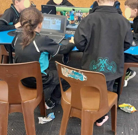 Students playing Minecraft
